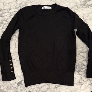 Zara Black Sweater with Gold Button Accents
